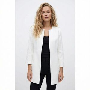 Le Suit Blazer 6 Ivory Jacquard Long Jacket Office Career Spring Easter NWT